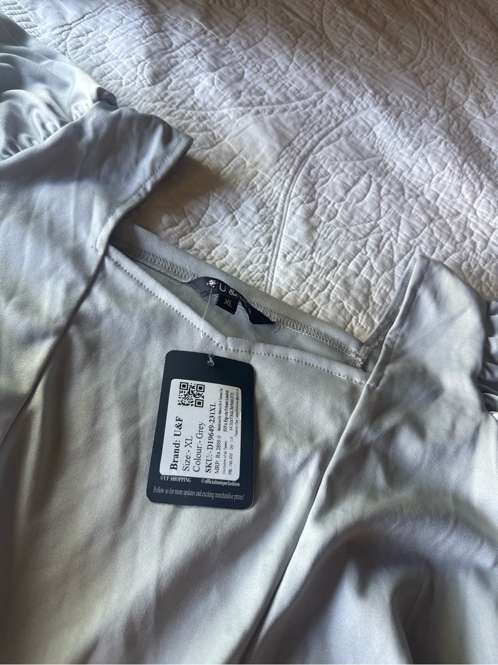 Silver Ruched V-Neck Mini Dress - Picture 4 of 5